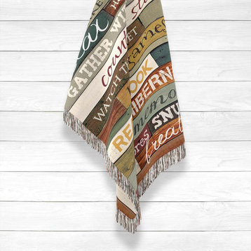 Laural Home Cabin Rules Woven Throw with Fringe Edge, 60" X 80"