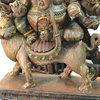 Consigned Hindu Ganesh Solid Wooden Sculpture Panchmukha Face Ganesha Statue