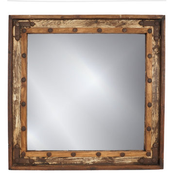 El Paso Vanity Accent Mirror, Antiqued White, 36x36