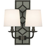 Robert Abbey - Robert Abbey Z1034 Williamsburg Lightfoot - Two Light Wall Sconce - Designer: Williamsburg  Cord CoWilliamsburg Lightfo Carter Gray Leather *UL Approved: YES Energy Star Qualified: n/a ADA Certified: n/a  *Number of Lights: Lamp: 2-*Wattage:60w B Candelabra Base bulb(s) *Bulb Included:No *Bulb Type:B Candelabra Base *Finish Type:Carter Gray Leather/Polished Nickel