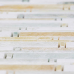 Honey, Mint and White Matte Random Brick Pattern Marble Stone Tiles - Home Accessories & Decor