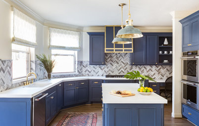 Bold Blues Perk Up a Kitchen and Living Area
