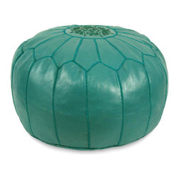 Moroccan Gorgeous Round Pouf in Teal - Footstools And Ottomans