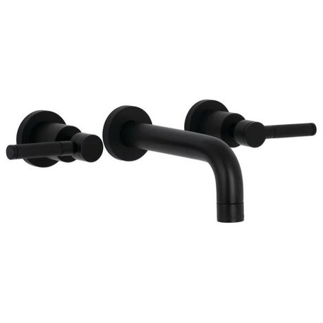 Solid Brass Wall Mount Faucet with Drip-Free Cartridge and ADA Lever Handles, Black