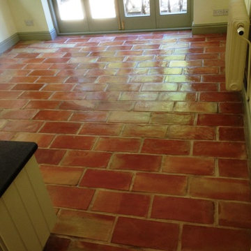 Cleaning a Terracotta Brick floor in Alderly Edge