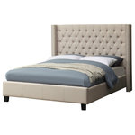 Meridian Furniture USA - Ashton Linen Bed, Beige, Twin - Elegant and eye-catching, the stunning Ashton Bed from Meridian Furniture is the perfect addition to any space. Rich Linen Textured covers the deep tufted design. A beautiful wing bed design is complimented by hand applied chrome nail head details. Strength and beauty is guaranteed with a solid wood frame and legs.