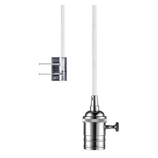 Edison 1-Light Plug-In Pendant, Polished Chrome Socket, White Woven ...