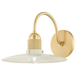 Mitzi - 1 Light Wall Sconce, Cream - A beautifully modern take on the farmhouse pendant, Leanna features a very slim reflector shade in Soft Cream or Soft Black. Deliberate space between the shade and socket cup allows light to shine on the Aged Brass knurled detailing above as well as reflect off the shade itself. The sconce brings a modern mood to any wall and the pendant, with its delicate hook and loop suspension, is stunning styled in multiples over the kitchen island.