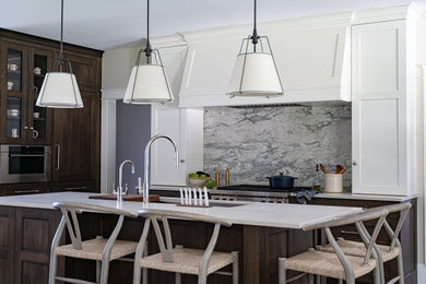 Example of a transitional kitchen design in Portland Maine