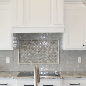 White Farmhouse Kitchen w/ Rustic Cathedral Ceilings