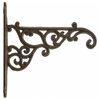 Decorative Ornate Victorian Cast Iron Plant Hanger Hook, Rust Brown 8.375" Long