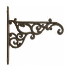 Decorative Ornate Victorian Cast Iron Plant Hanger Hook, Rust Brown 8.375" Long