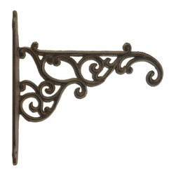 Import Wholesales - Decorative Ornate Victorian Cast Iron Plant Hanger Hook, Rust Brown 8.375" Long - Planter Hardware And Accessories