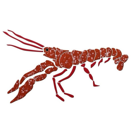 Spiny Lobster Ceramic Swimming Pool Mosaic 30"x18", Red