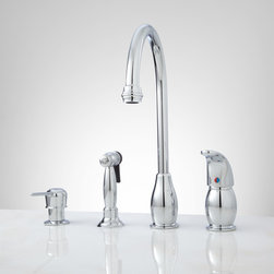 BECKHAM SINGLE-HANDLE WIDESPREAD FAUCET WITH SIDE SPRAY AND SOAP DISPENSER - Kitchen Faucets