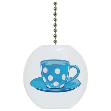 Blue Polka Dots Coffee Cup Ceiling Fan Pull