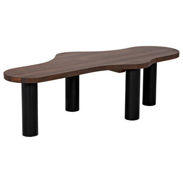 NOIR Furniture - Schulz Coffee Table in Dark Walnut with Black Steel Base - GTAB