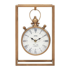 Bronze Metal Vintage Clock, 13" x 9" x 4" 60970