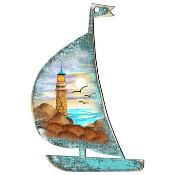 Lighthouse Scenic Boat Scenic Ornament, Set of 3