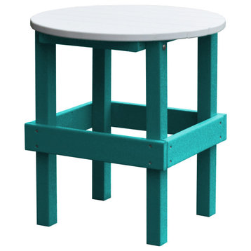 Poly Round Side Table, Aruba Blue, White Frame