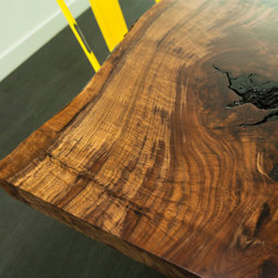 Live Edge Walnut Dining Table // Trapezoid Legs - Dining Tables