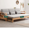 Solid Wood Sleeper Sofa, Beech Log Color Armrest Storage Sofa Bed 83.5x31.1-55.7x26.8inch Forest Green