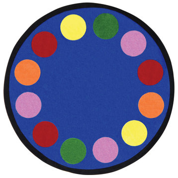 Kid Essentials Rug, Lots of Dots, Multicolored, 7'7" Border Round