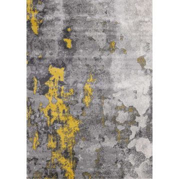 Fairfield Collection Gray Yellow Abstract Earth Area Rug, 5'3"x7'7"