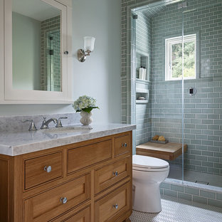 75 Beautiful Craftsman Bathroom With Medium Tone Wood Cabinets