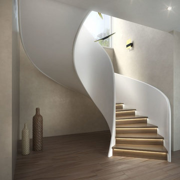 Helical staircase project, white staircase TORNADO