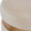 Suri Velvet Fabric Fringe Round Storage Ottoman, Serene Cream