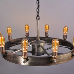 Horseless Carriage Wheel, 48", offset spokes - Chandeliers