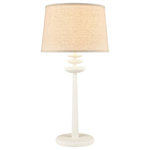 Elk Lighting - Elk Home Seapen 1 Light Table Lamp, Pure White - Made from composite in a textured white finish and topped with a round, hardback shade in sand-colored linen, the Seapen table lamp's versatile palette has a fresh, modern vibe. Its design captures an essence of balance by echoing its round base with a stack of rings around the neck. This piece provides an ideal way to illuminate living room side tables, hallway consoles, or bedside cabinets with a touch of contemporary style. The Seapen design is also available as a floor lamp.