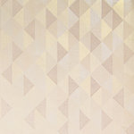 Decorline - Ethan Gilver Triangle Wallpaper, Sample - This fine gold wallpaper is contemporary and chic, with a mod diamond print. Lustrous interlocking triangles are treated to a chic assortment of finishes, including pearlescent and raised inks.