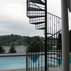 s013 Spiral Staircase with custom landing from Deck to patio in Forest, Virginia - Products