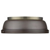Duncan 14" Flush Mount, Aged Brass With Rubbed Bronze Shade