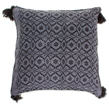 Novica Handmade Oaxaca Diamonds In Black Cotton Cushion Cover