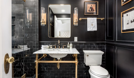 Bathroom of the Week: Dramatic Black Walls and Art Deco Style