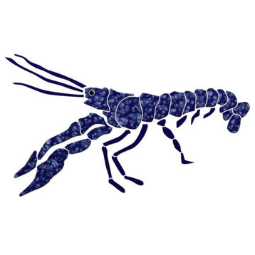 Spiny Lobster Ceramic Swimming Pool Mosaic 24"x14", Blue