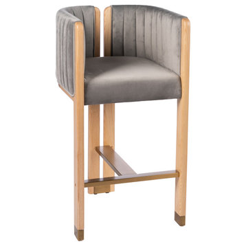 Monaco Wood Upholstered Counter Chair, Gray