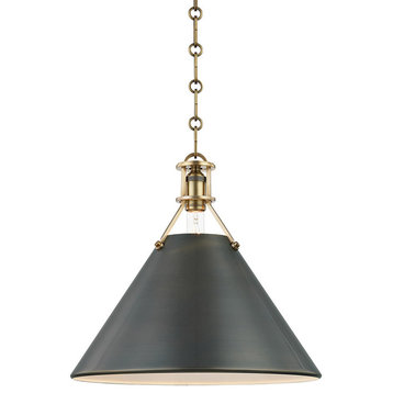 Metal No.2 1 Light Large Pendant in Aged/Antique Distressed Bronze