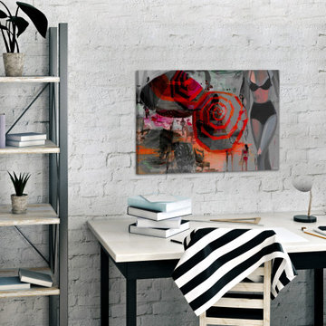 "Dark Beach Scene" Painting Print on Wrapped Canvas