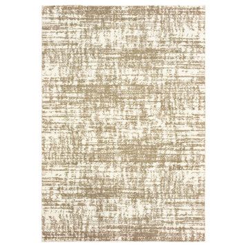 Viviana Distressed Solid Ivory/ Taupe Area Rug, 9'10"x12'10"