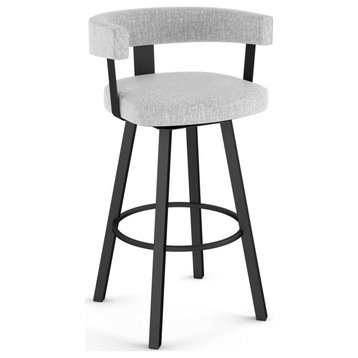 Amisco Parker Swivel Stool, Gray White Polyester/Black Metal, Counter Height