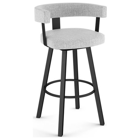 Amisco Parker Swivel Stool, Gray White Polyester/Black Metal, Counter Height