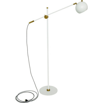 Orwell Floor Lamp - White with Weathered Brass Accents