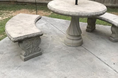 Custom Concrete Sitting Table with Umbrella & Benches