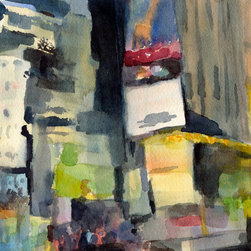 Billboards Times Square NYC Night Watercolor - Fine Art Prints