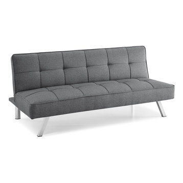 Hawthorne Collections Tufted Convertible Sleeper Sofa in Charcoal