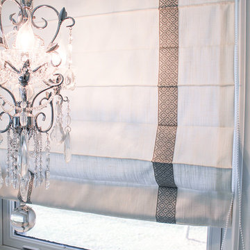 Dreamy Roman Shades w/ continues beaded white chain mechanism